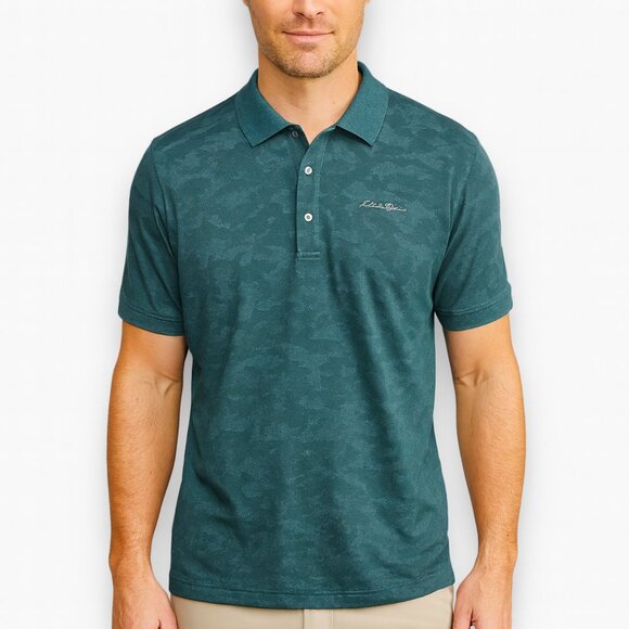 Eddie Bauer Polo Shirt Green Resolution Pro Jacquard Freedry 2XL New - Picture 1 of 9